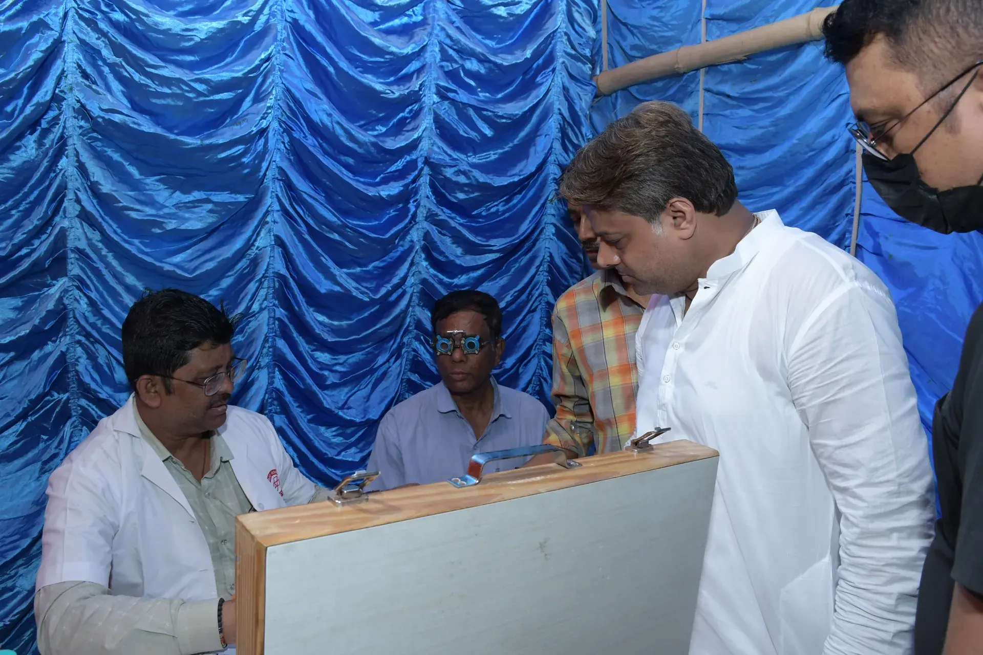 Rakesh Saha at the free eye checkup camp