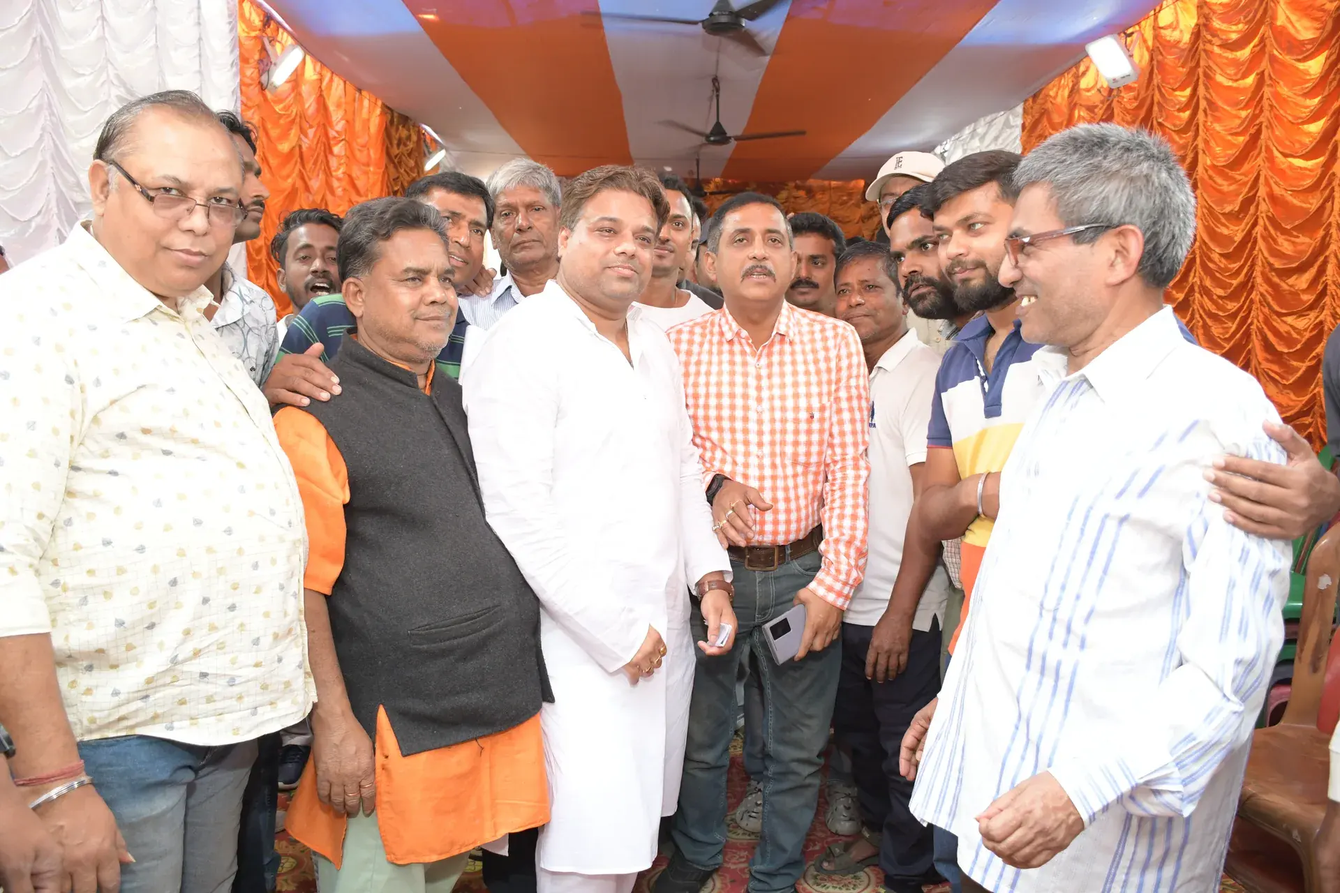 Rakesh Saha with Sajal Ghosh and party members at the health camp